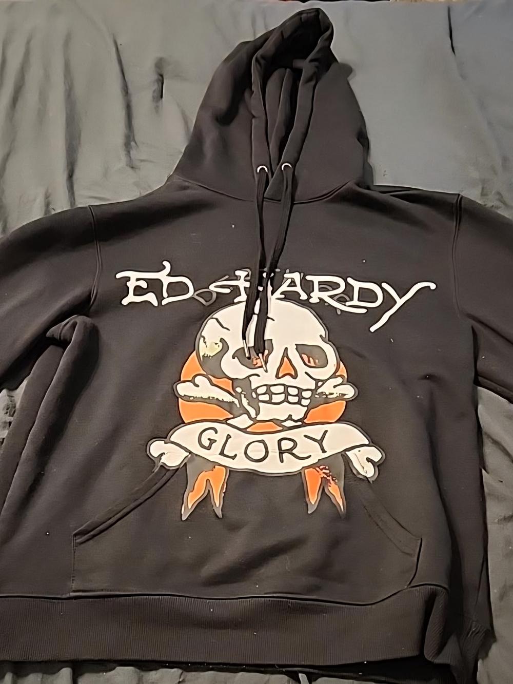 Ed Hardy Black Pullover Hoodie with Signature Logo